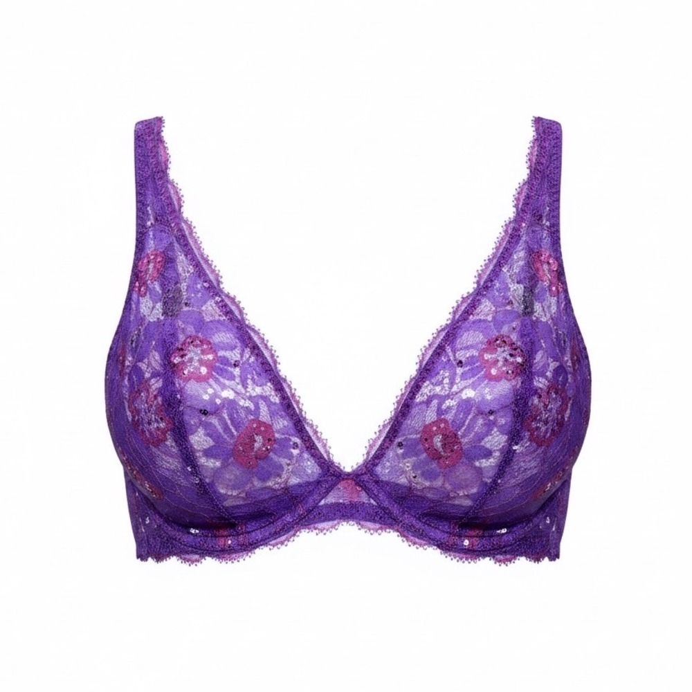 Simone‎ Perele 34D Purple Underwire Lace Bra NWT